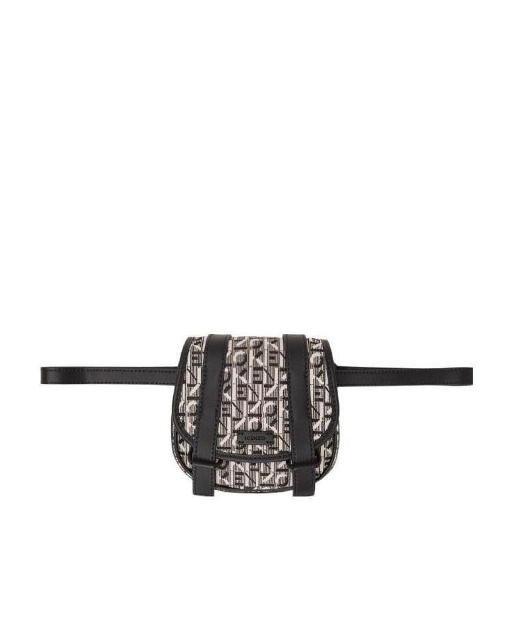 KENZO Black Monogram-Pattern Logo Clutch Bag