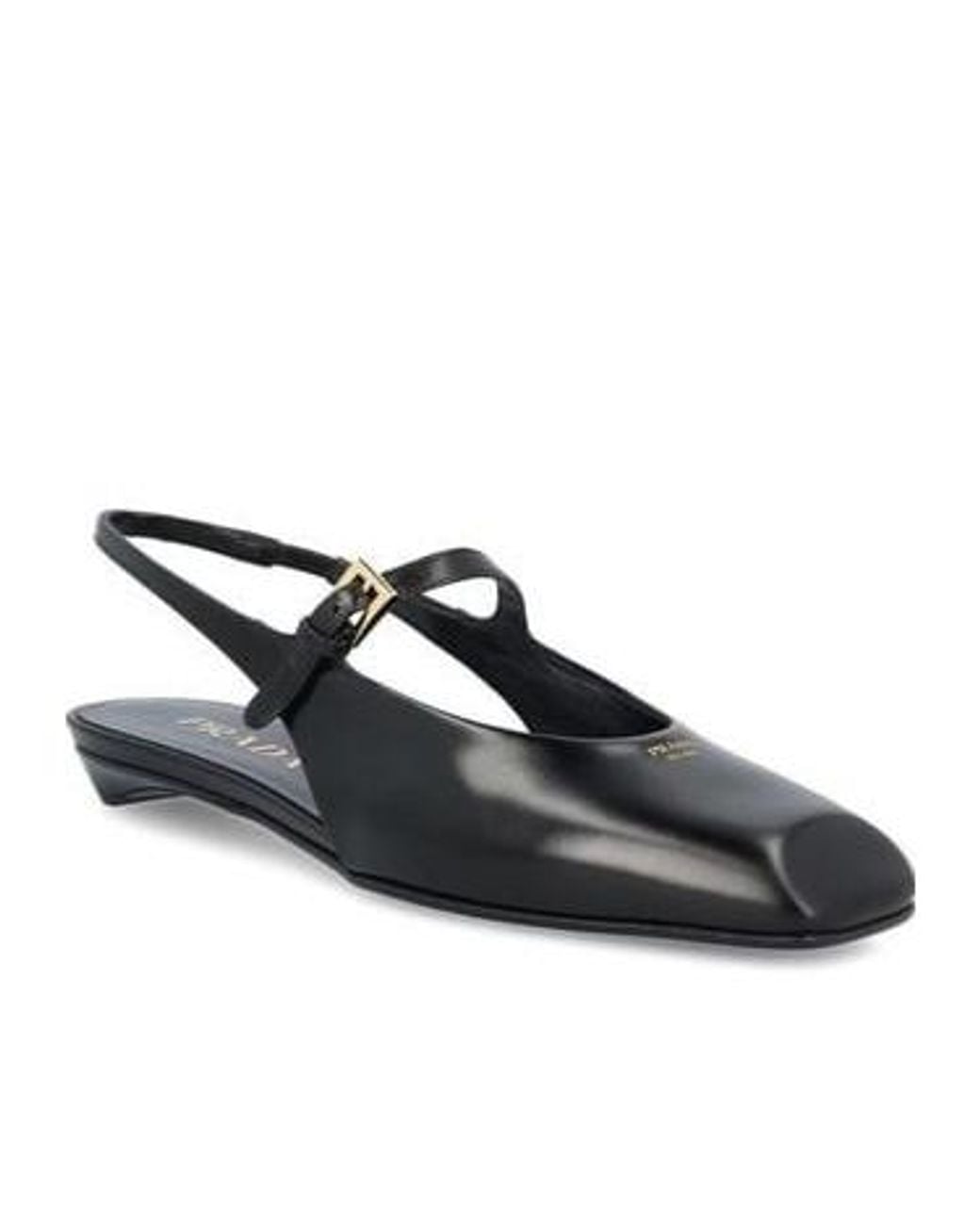 Prada Black Leather Slingback Ballet Flats
