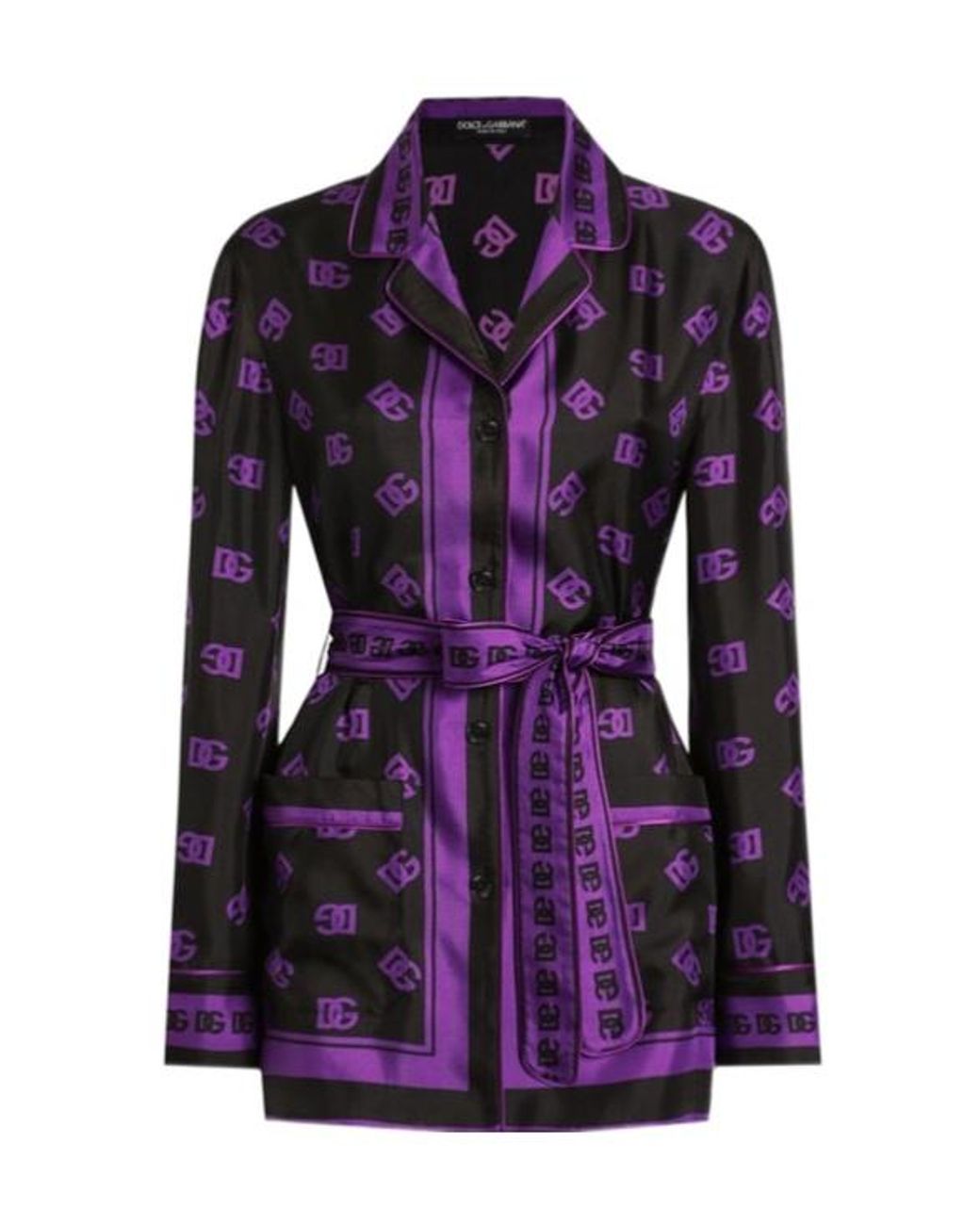 Dolce & Gabbana Purple Dg All-Over Printed Twill Vanity Shirt