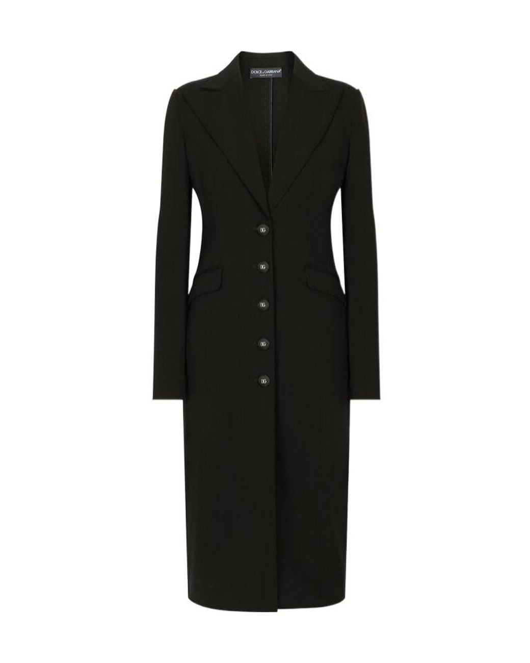 Dolce & Gabbana Black Logo-Button Single-Breasted Coat