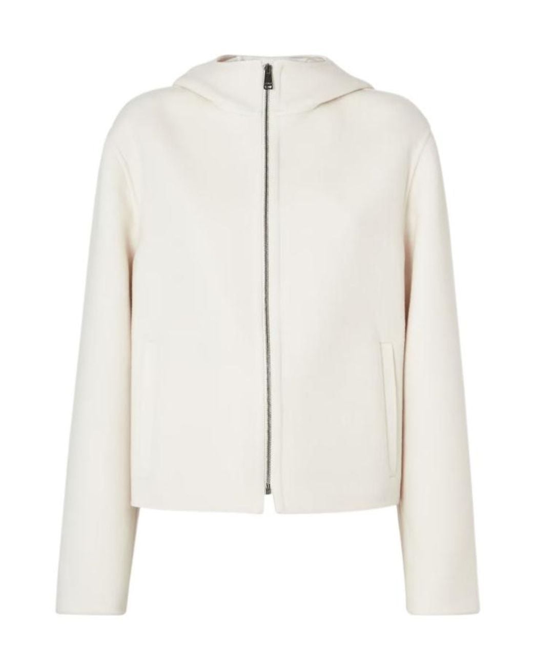 Fendi White Zipped Hooded Short Jacket