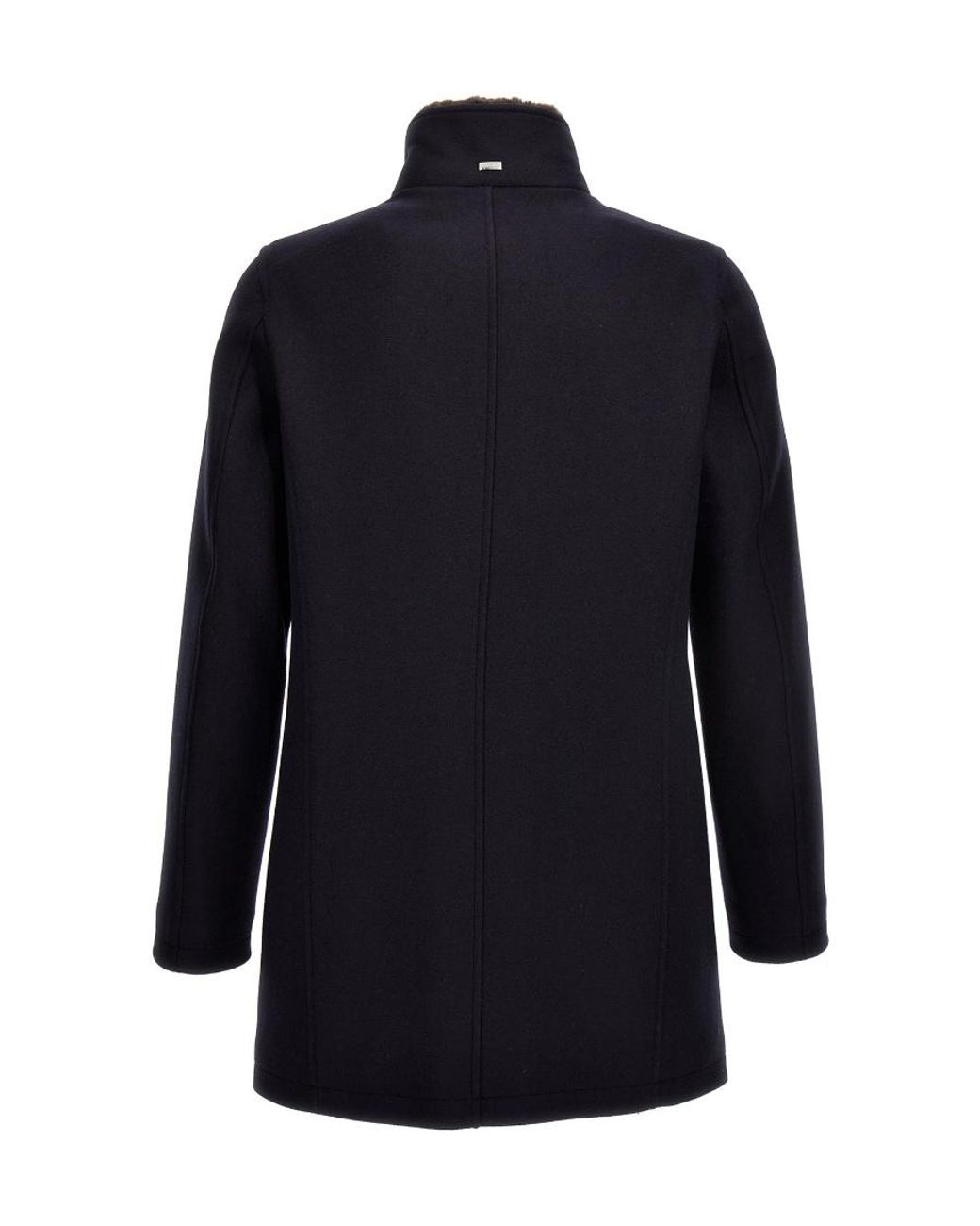 Herno Blue Logo Plaque High-Neck Coat for men