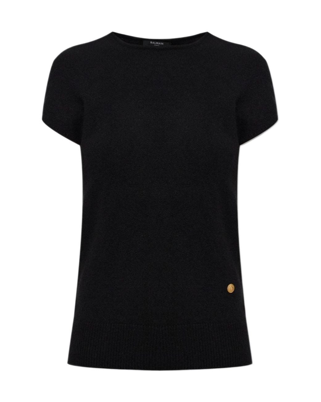 Balmain Black Button Detailed Knitted Top