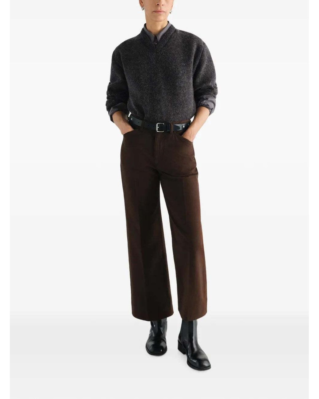 Lemaire Brown Flared Five-Pocket Pants