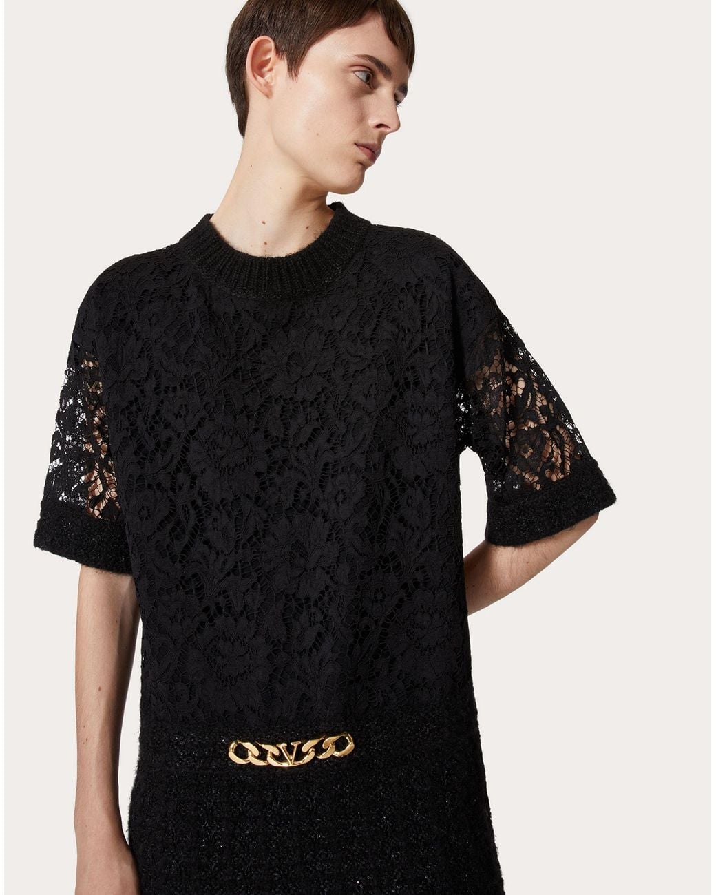 Valentino Black Vlogo Chain Short Dress
