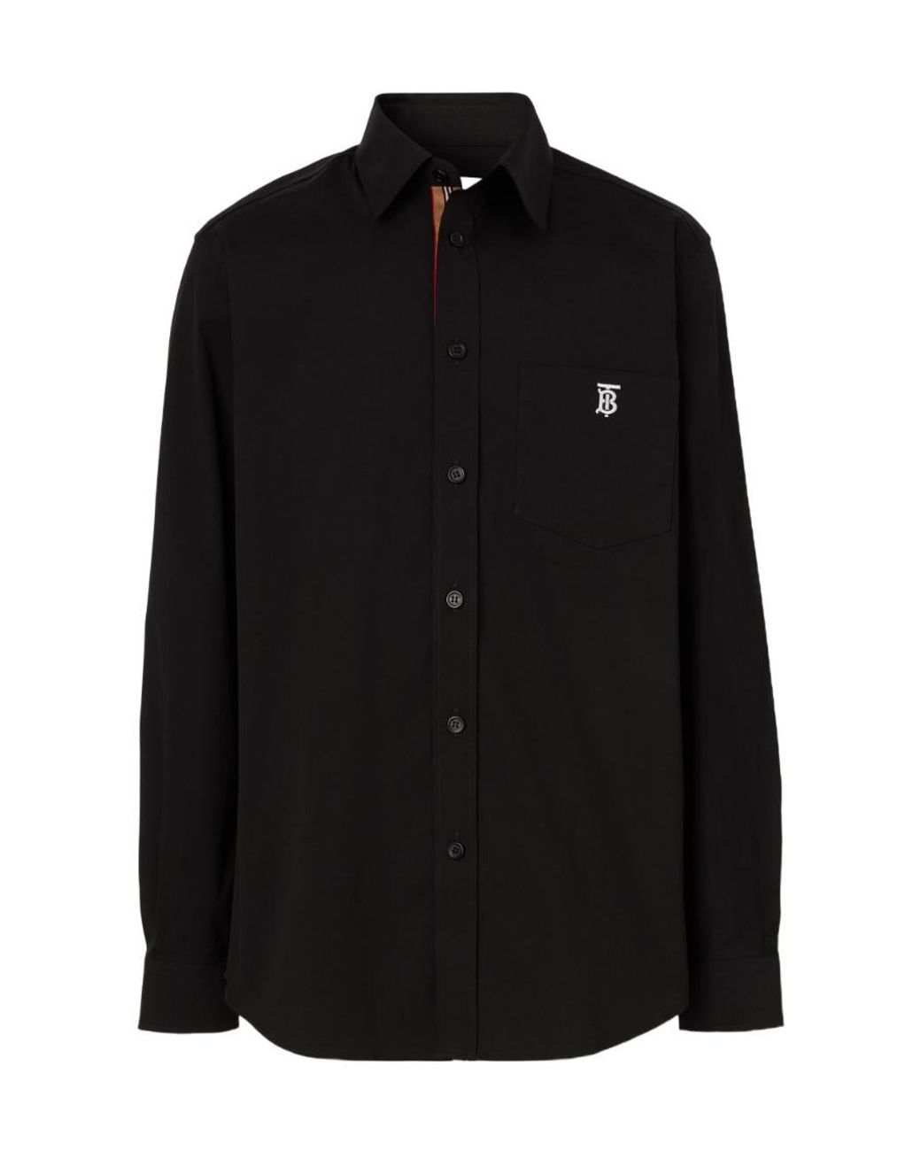 Burberry Black Logo Embroidered Long-Sleeved Shirt for men