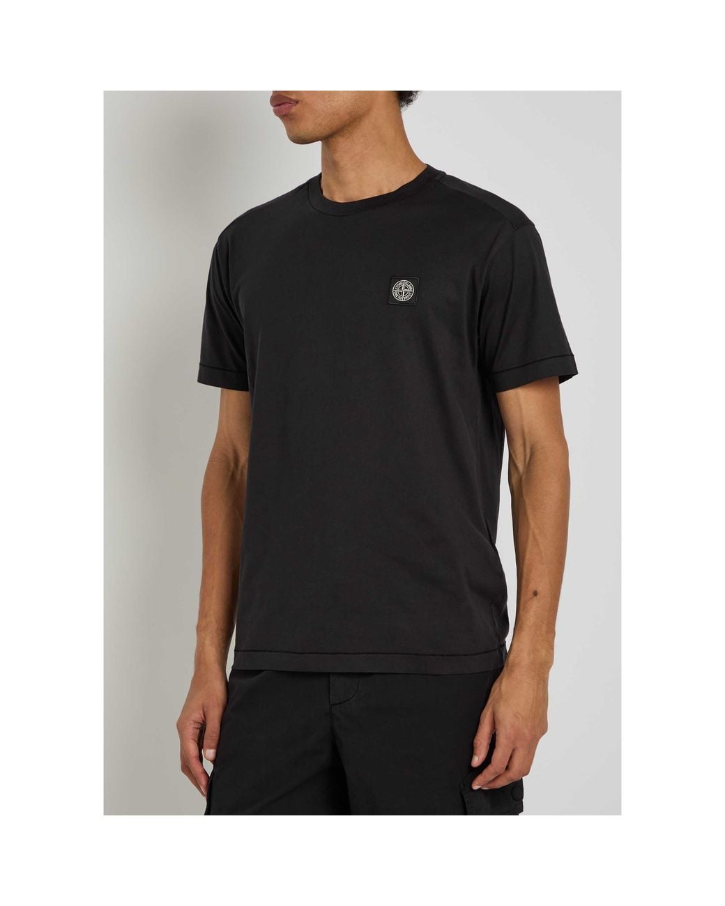 Stone Island Black Dyed Cotton T-Shirt for men