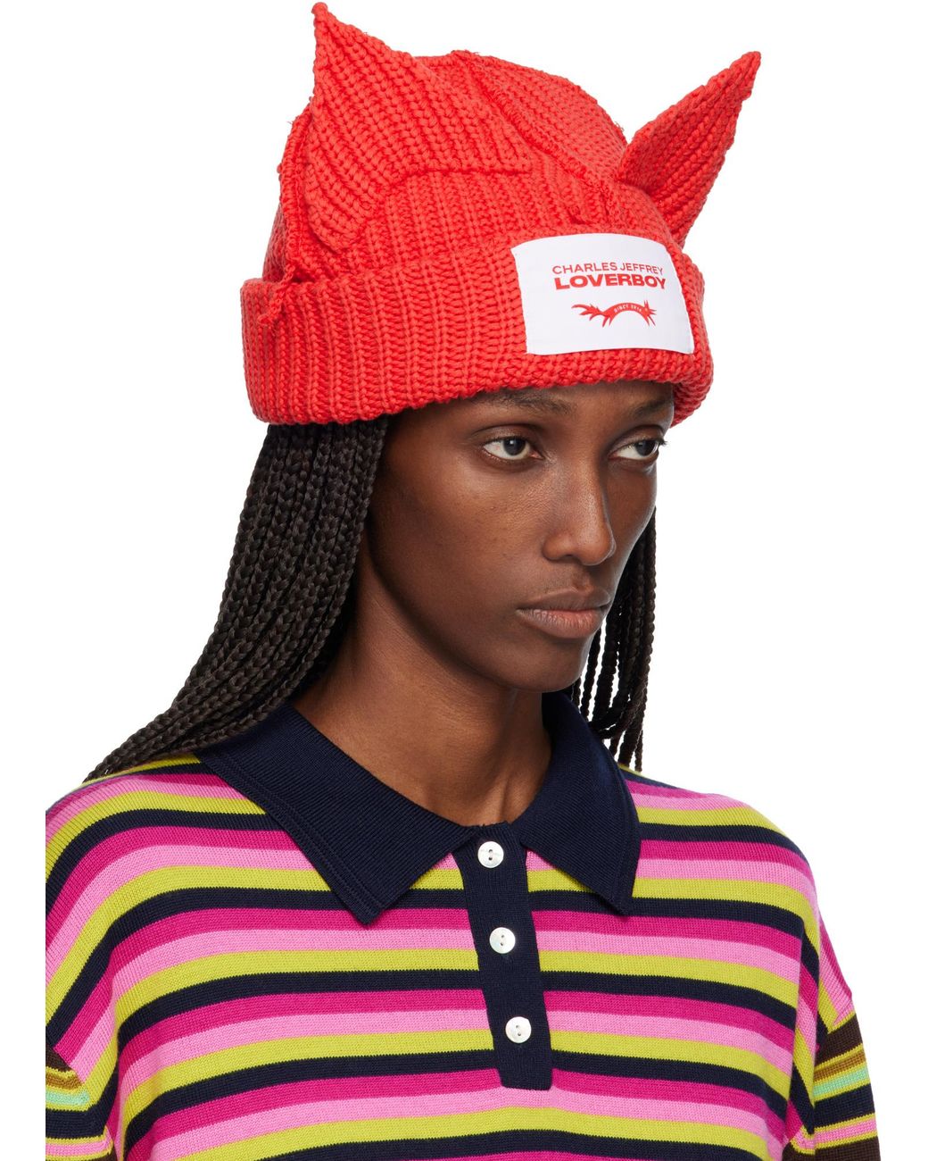 charlesjeffreyloverboy Blue Ears-Detail Beanie for men