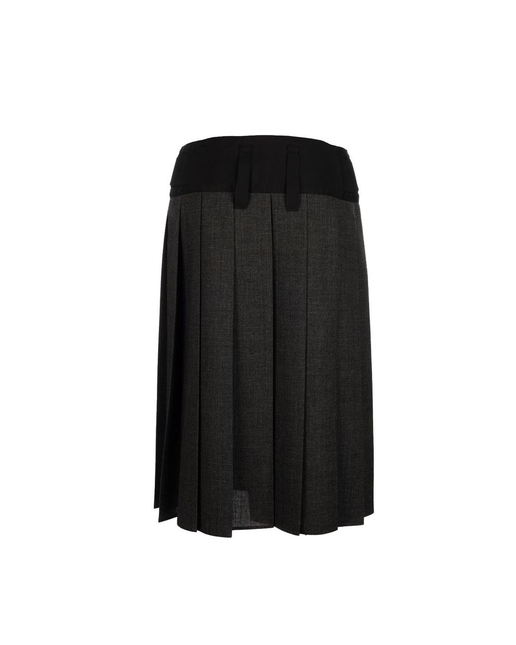 Prada Black Pleated Hopsack And Technical Fabric Skirt