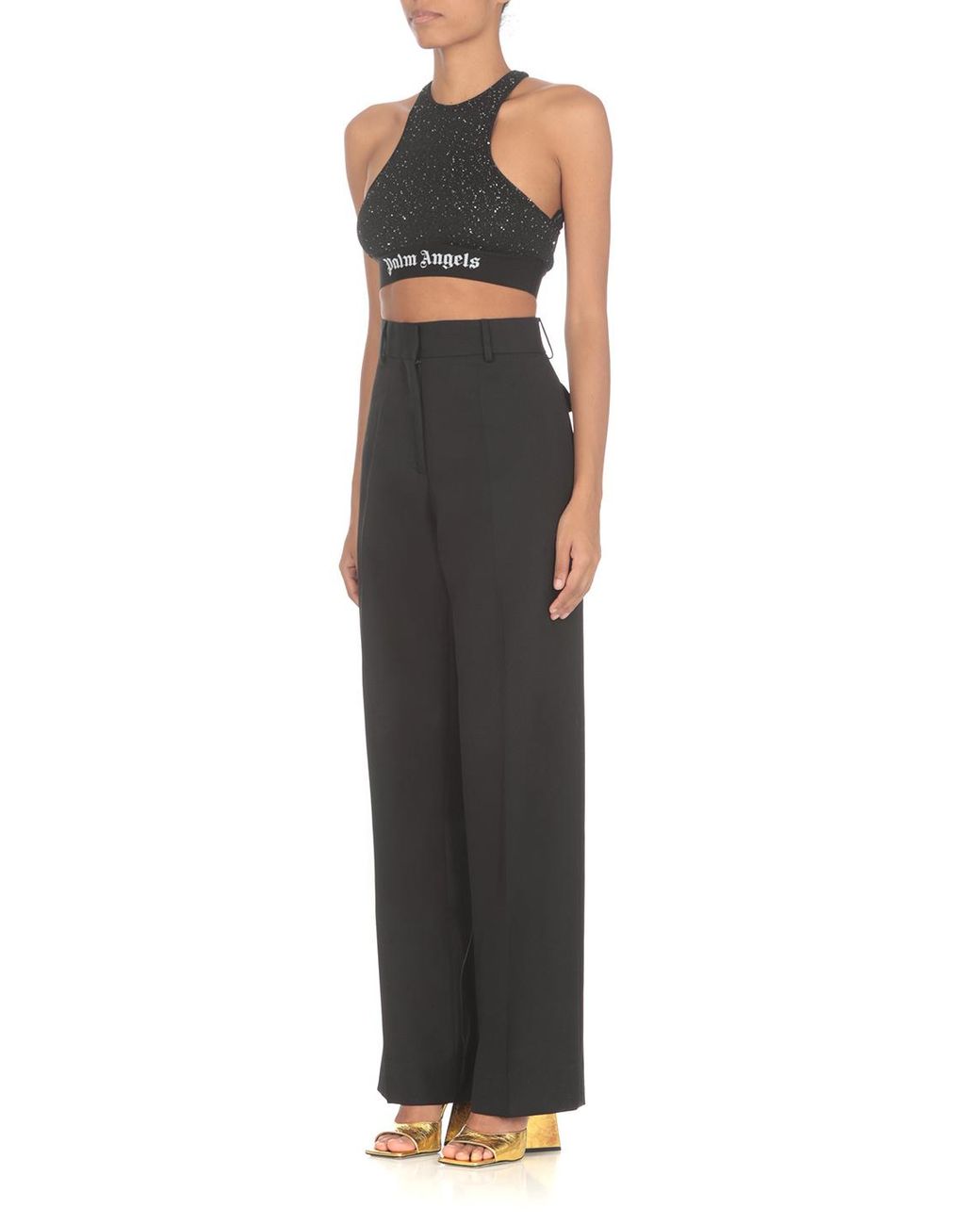 Palm Angels Black High-Waist Straight-Leg Tailored Trousers