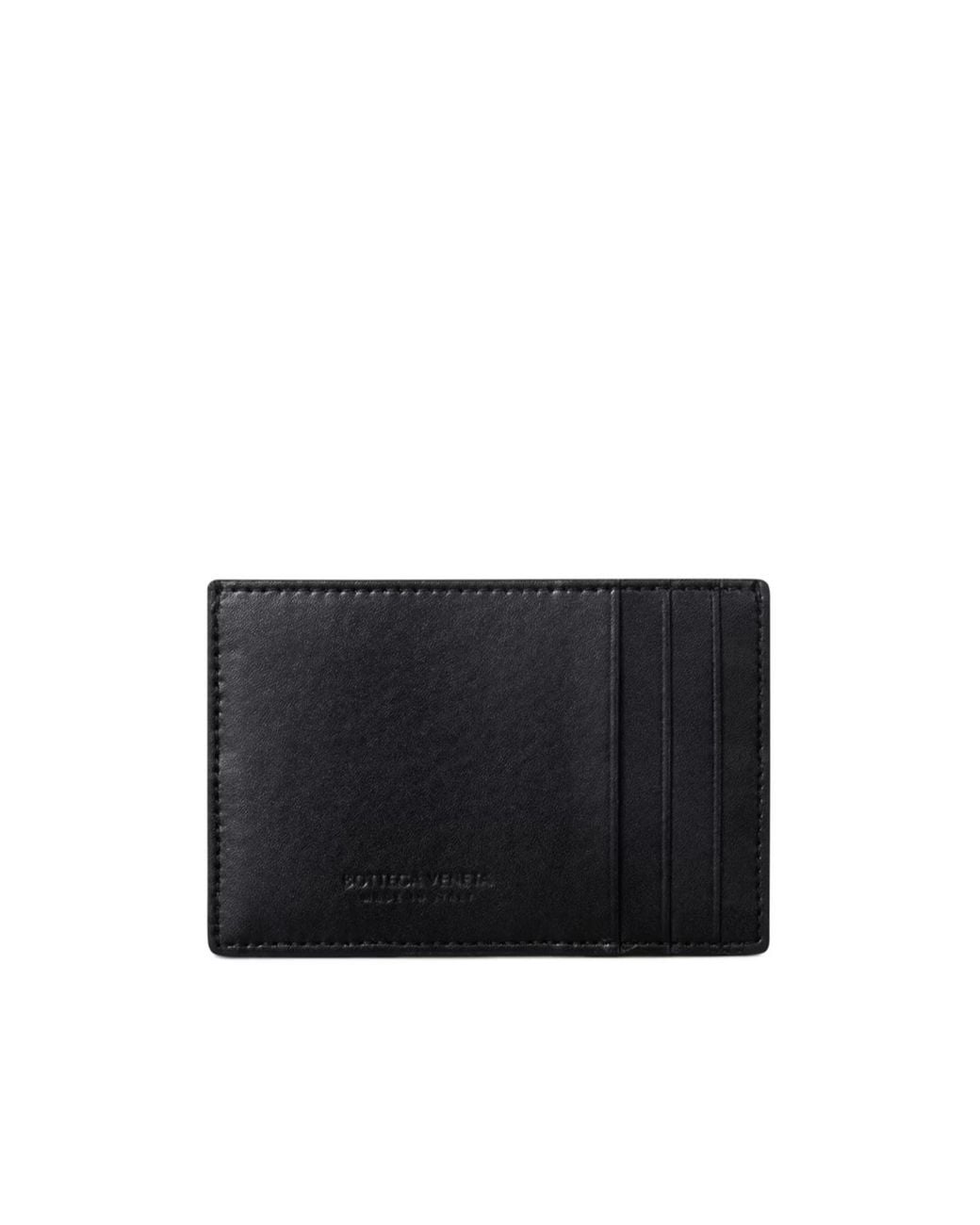 Bottega Veneta Black Intreccio Urban Leather Card Holder for men