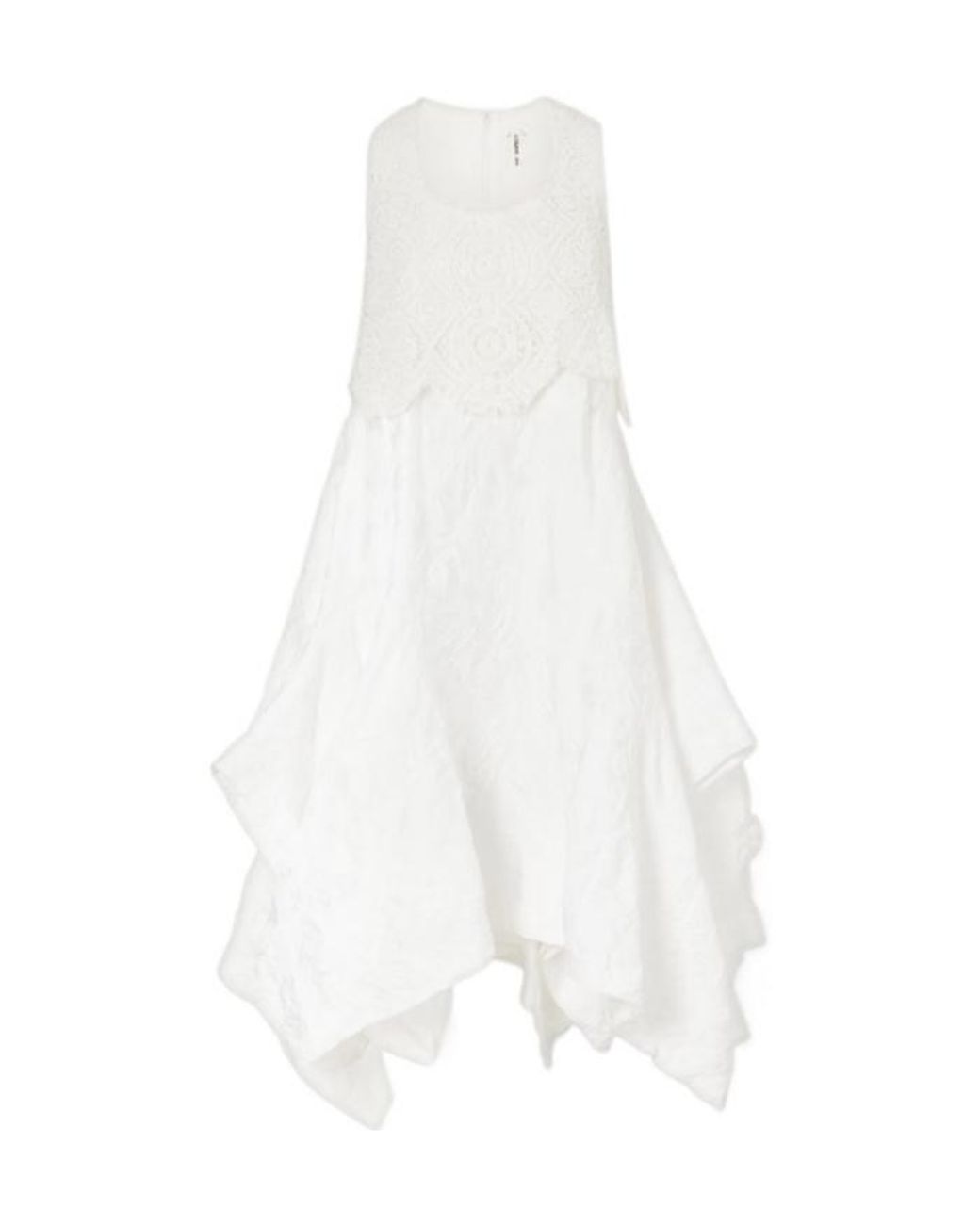 Comme des Garçons White Crochet-Trimmed Cloqué Midi Dress