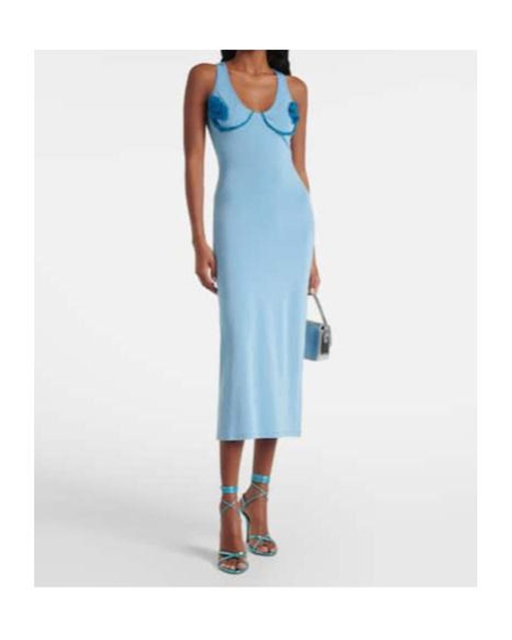 Nensi Dojaka Blue Cosimina Floral Midi Dress