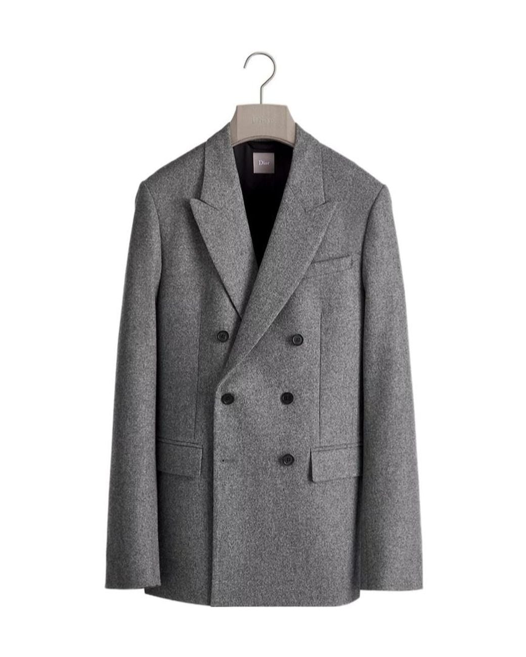Dior Gray Double-Breasted Jacket for men