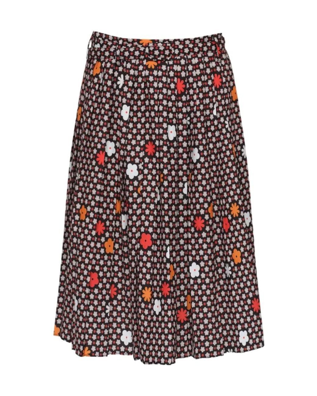 MM6 by Maison Margiela Multicolor Floral-Printed Pleated Midi Skirt