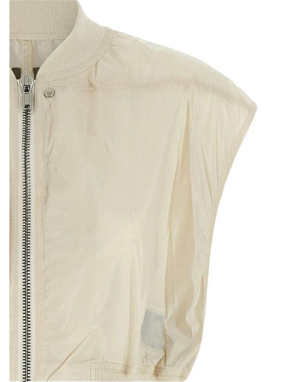Rick Owens White Tatlin Zipped Bomber Vest