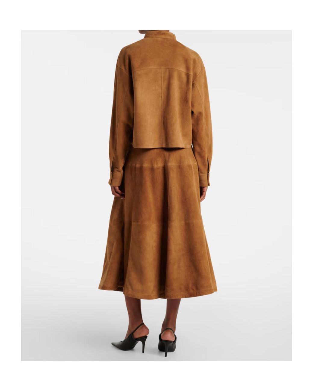 Nour Hammour Brown Opera Suede Maxi Skirt