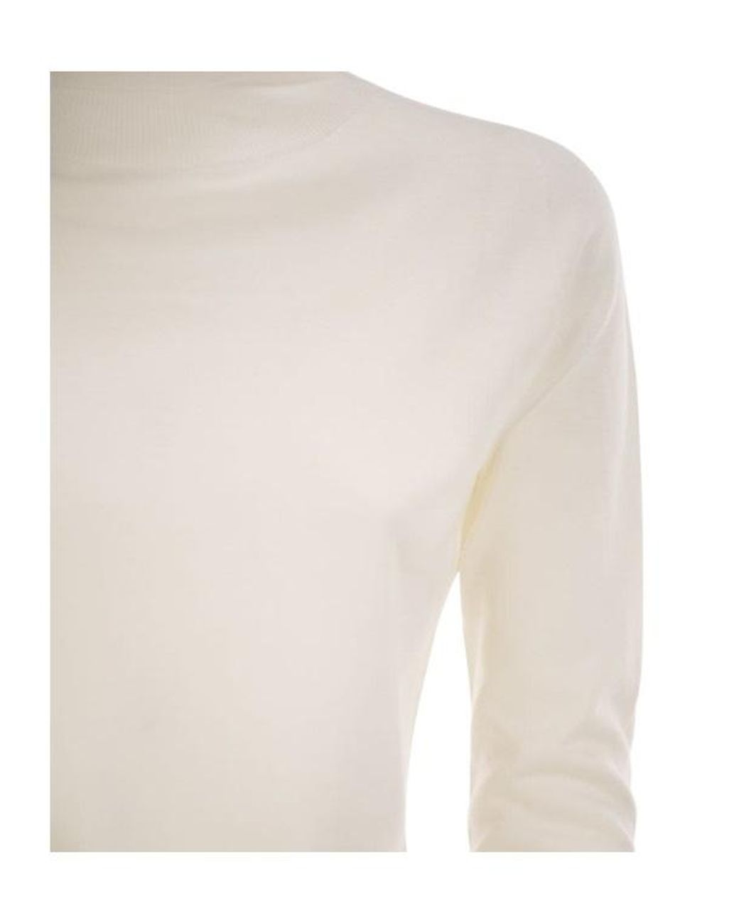 Fabiana Filippi White Fine Knit Roll Neck Sweater
