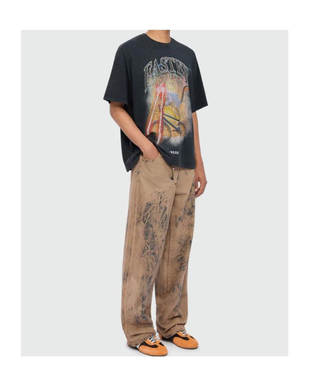 MSGM Black Graphic-Print T-Shirt for men