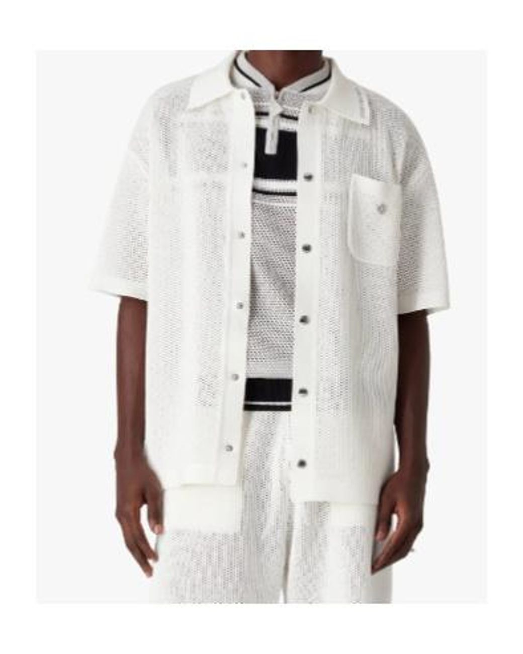 Casablanca White Short Sleeved Mesh Shirt for men