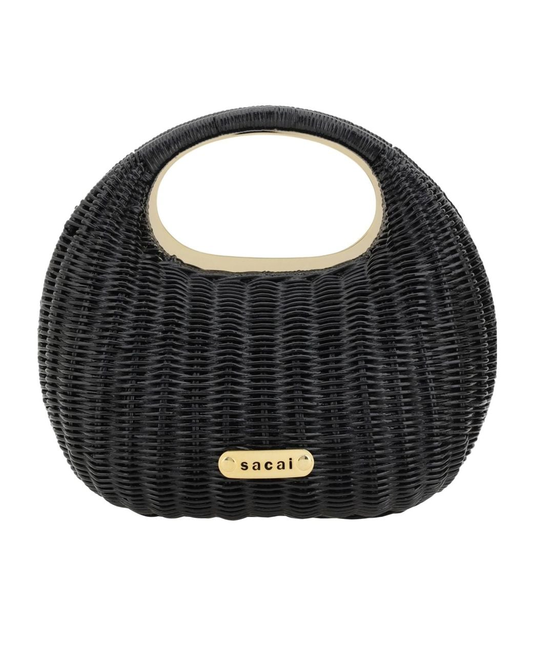 Sacai Black Logo Plaque Round Bag