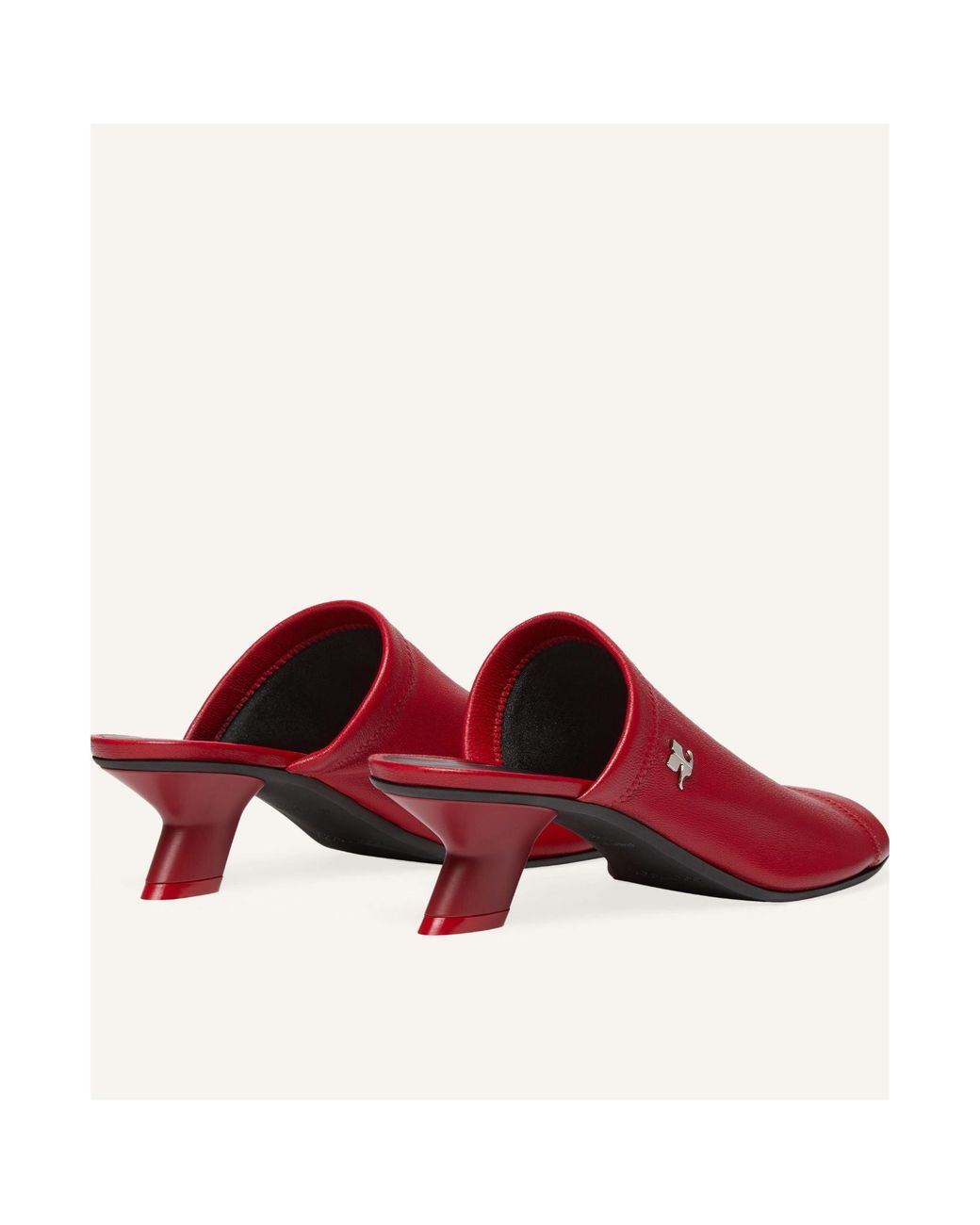 Courreges Red Leather Mules