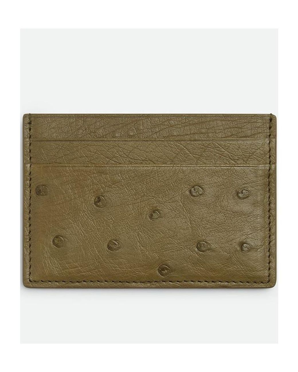 Bottega Veneta Green Ostrich Credit Card Case for men