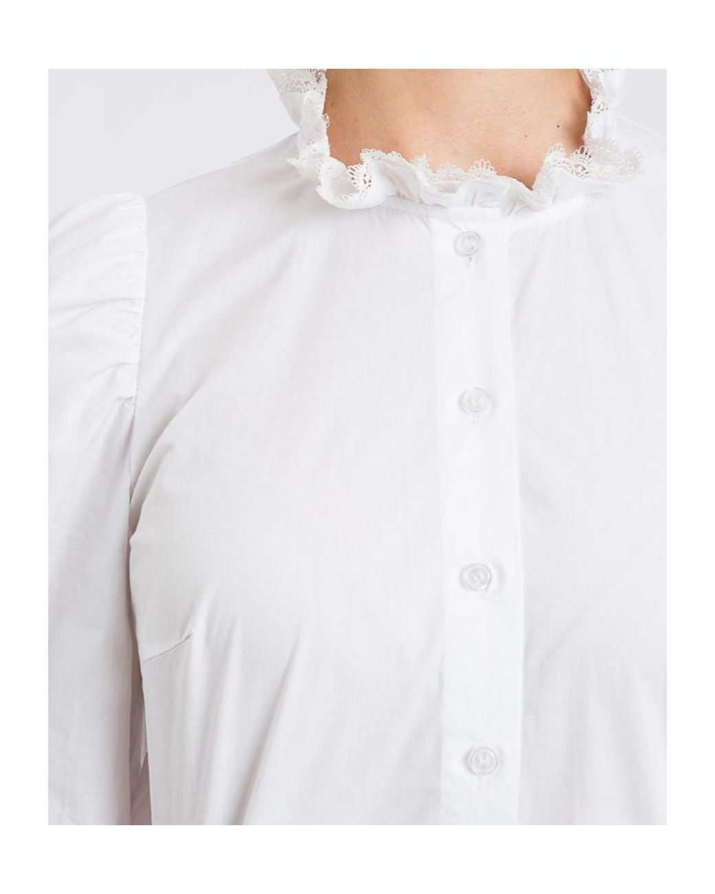 Twinset White Lace-Trim Poplin Shirt