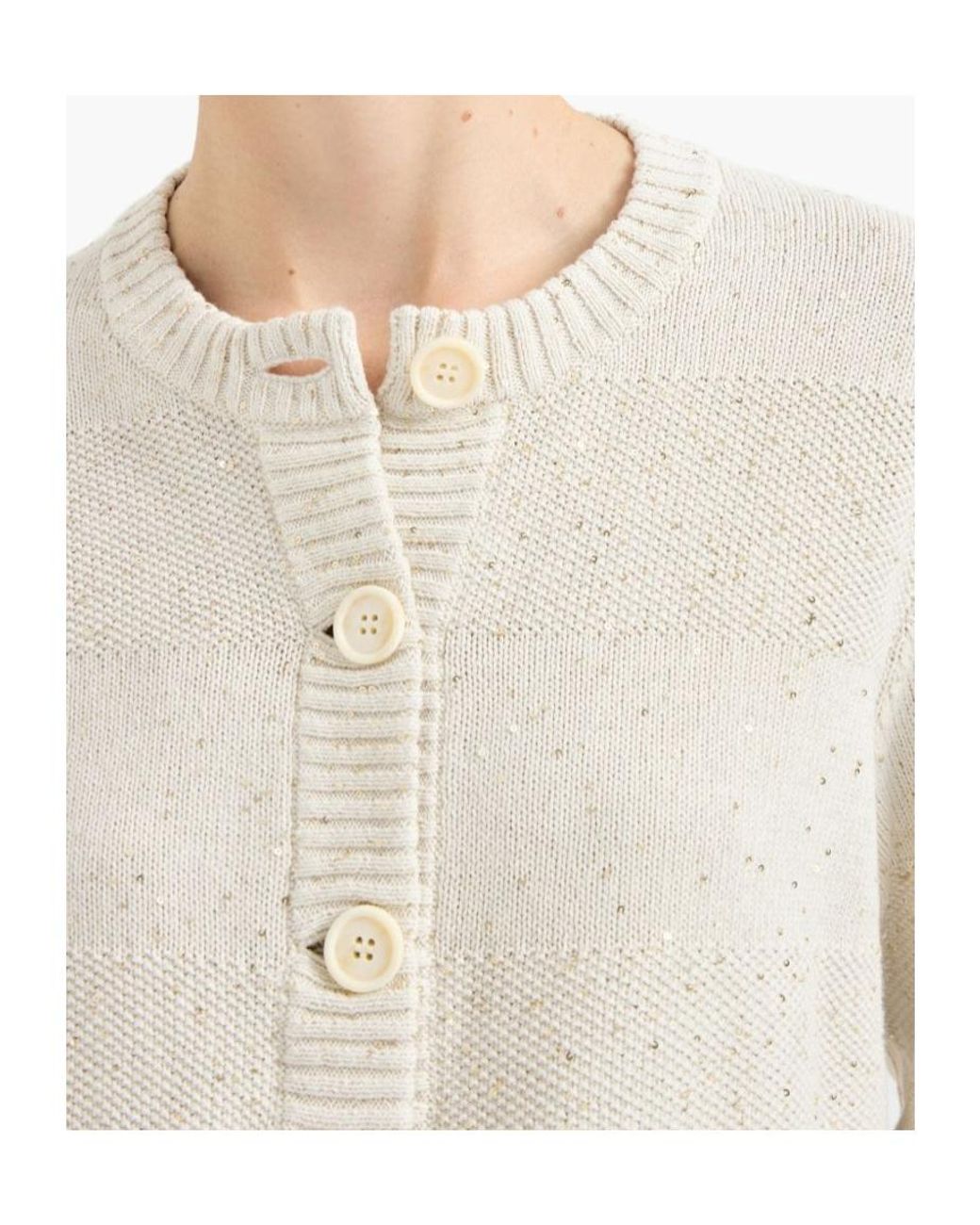 Brunello Cucinelli White Textured Stripe Cardigan