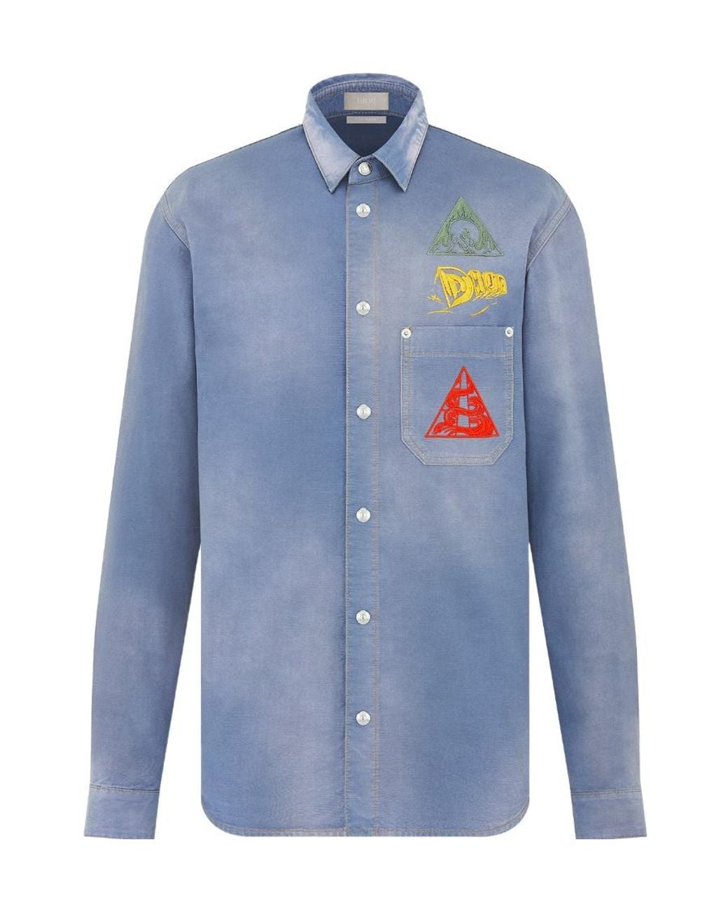 Dior Blue Homme Buttoned Long-Sleeved Denim Shirt for men