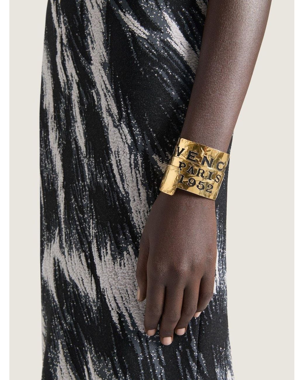 Givenchy White Paris 1952 Logo Engraved Tape Bracelet