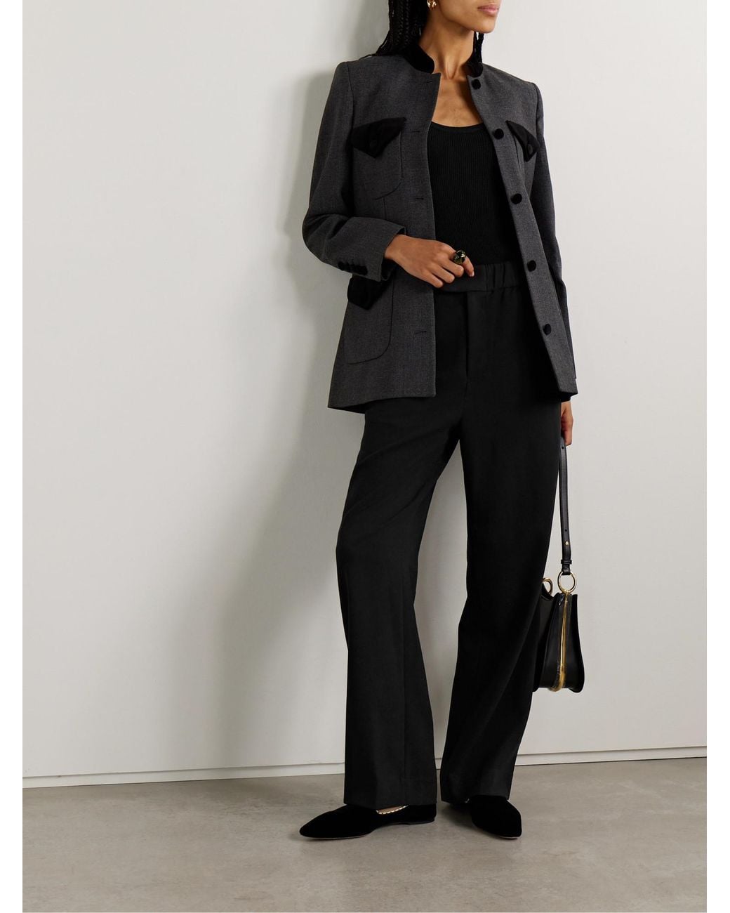 Staud Black Straight-Leg Pants