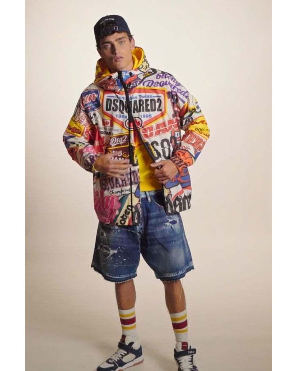 DSquared² White Logomania Patterned Windbreaker for men