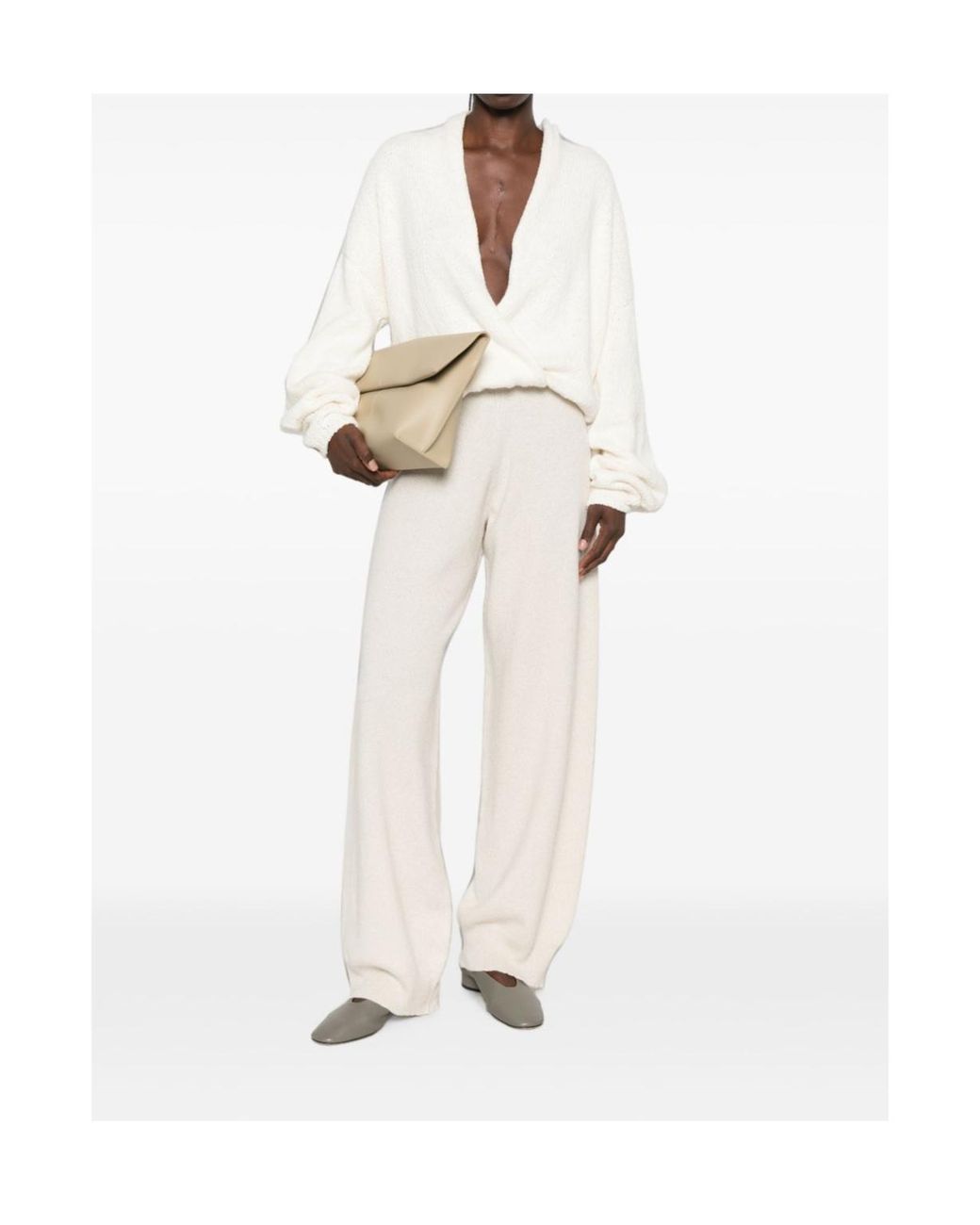 Fabiana Filippi White Stretch Knit Casual Trousers