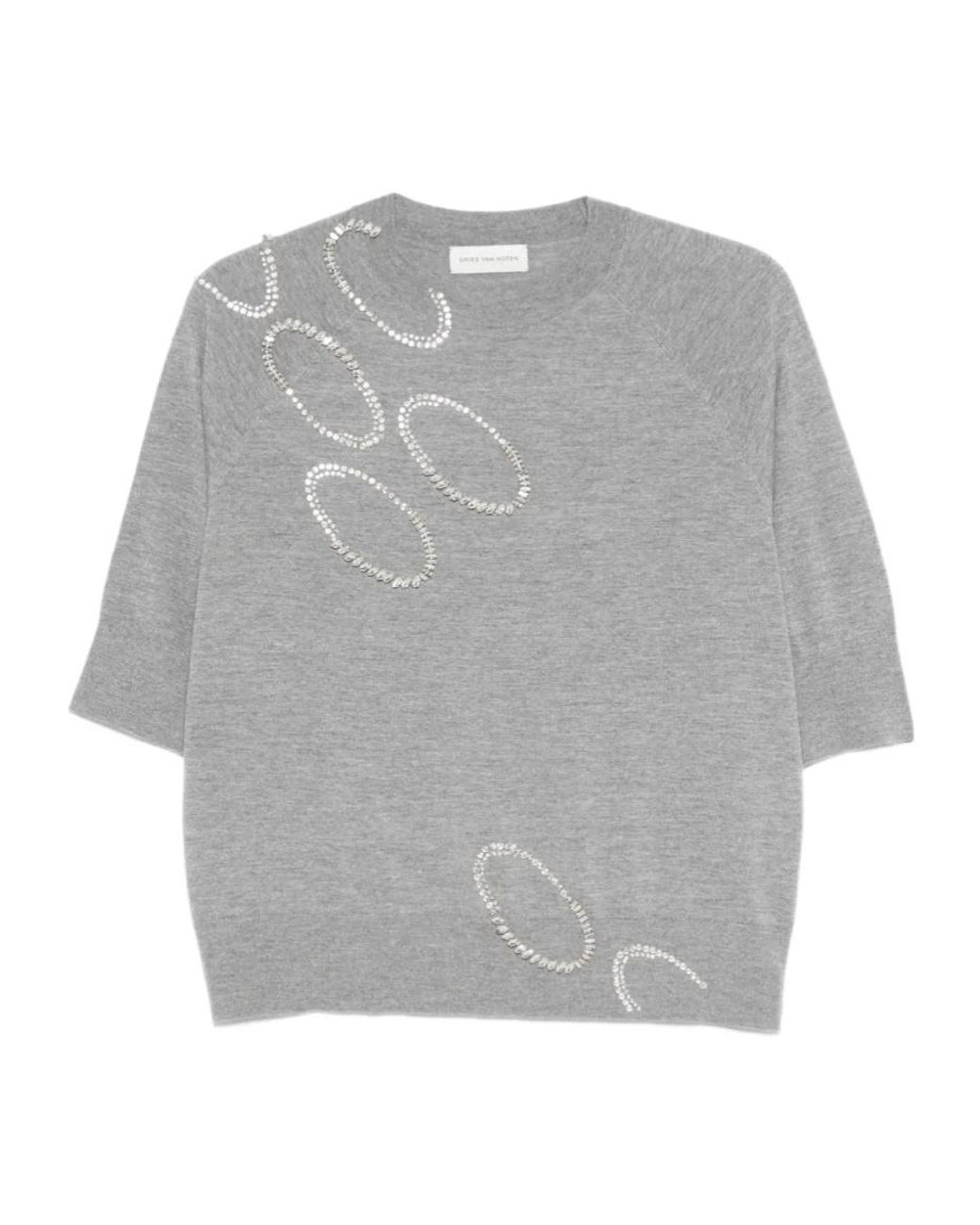Dries Van Noten Gray Crew Neck Sweater