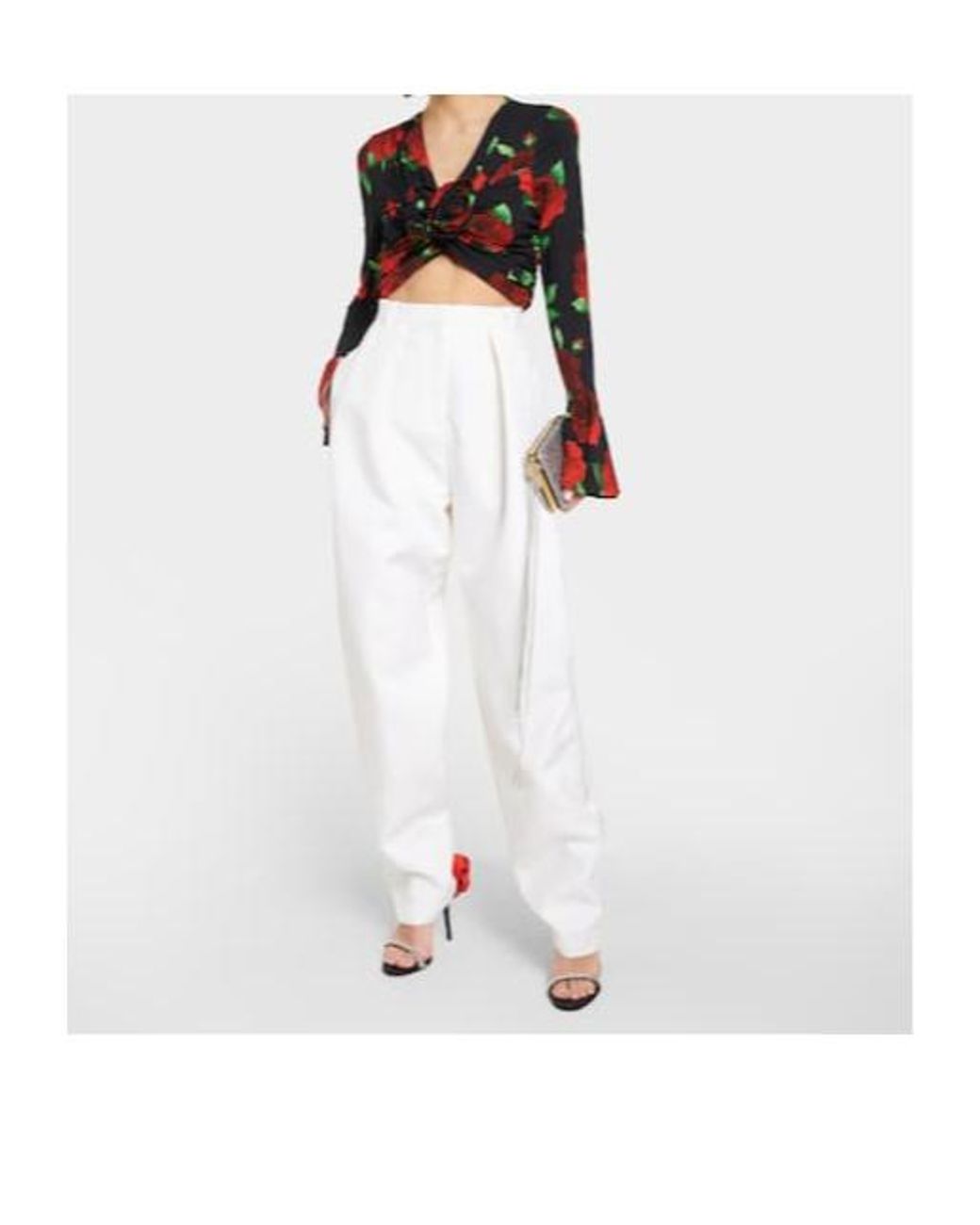 Magda Butrym White Silk And Wool Tapered Pants