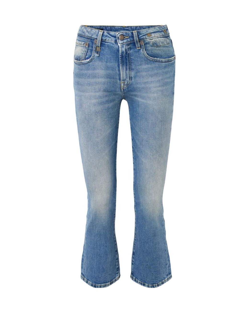Mid Rised Flared Jeans R13 Cropped Mid-Rise Flared Jeans in Blue | Lyst UK