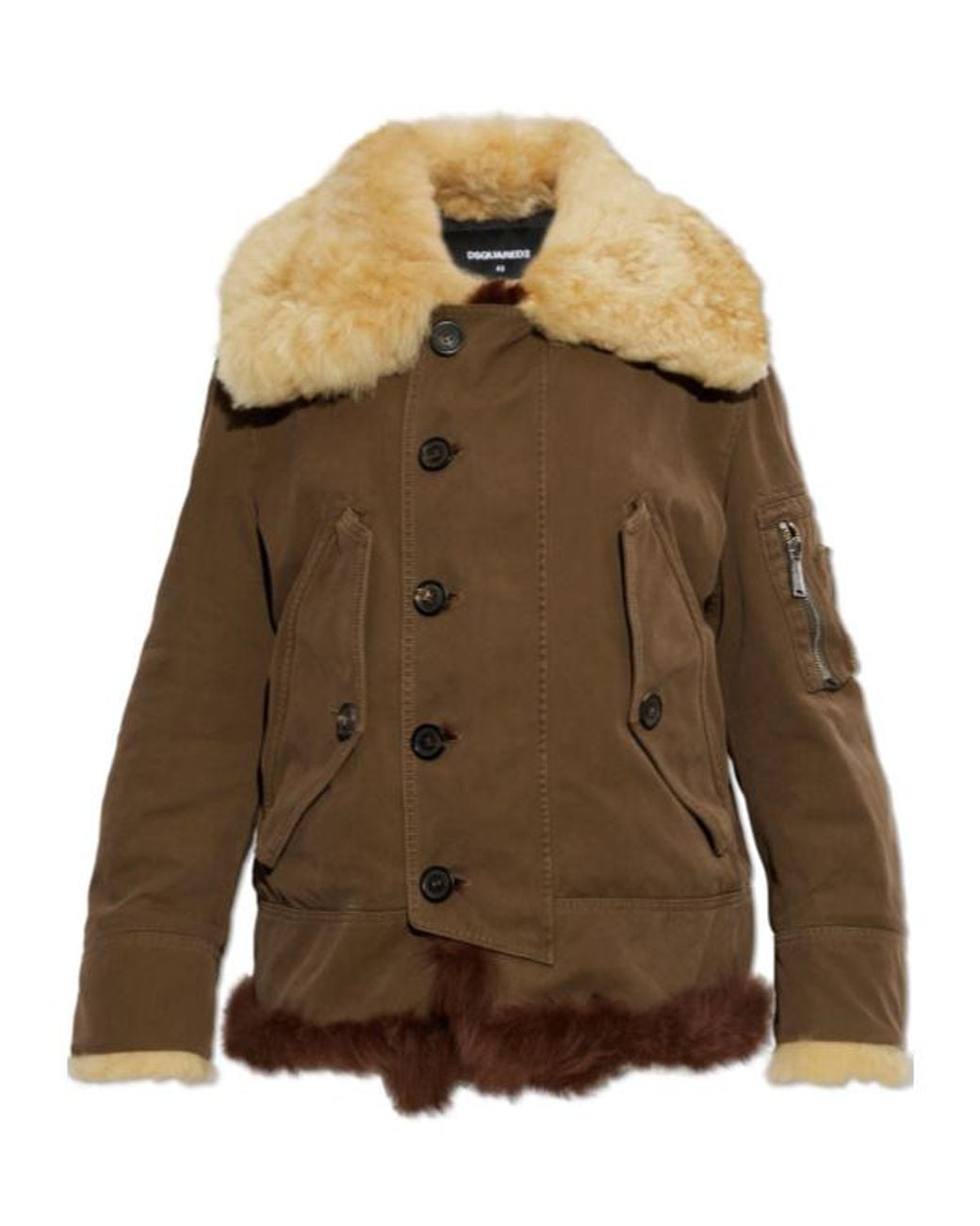 DSquared² Brown Shearling Trim Jacket