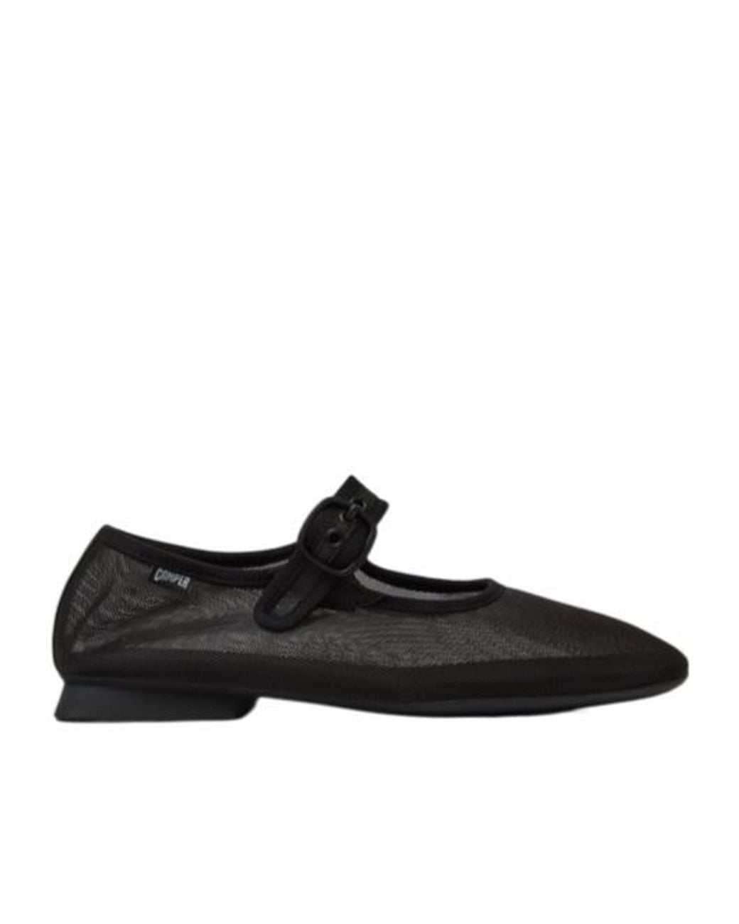 Camper Black Casi Myra Buckled Mesh Flat Shoes