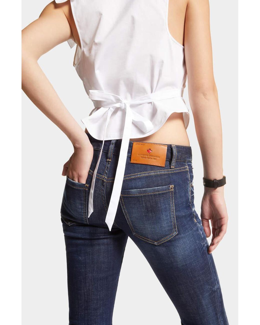 DSquared² Blue Dark Clean Washed Medium-Waist Flare Jeans
