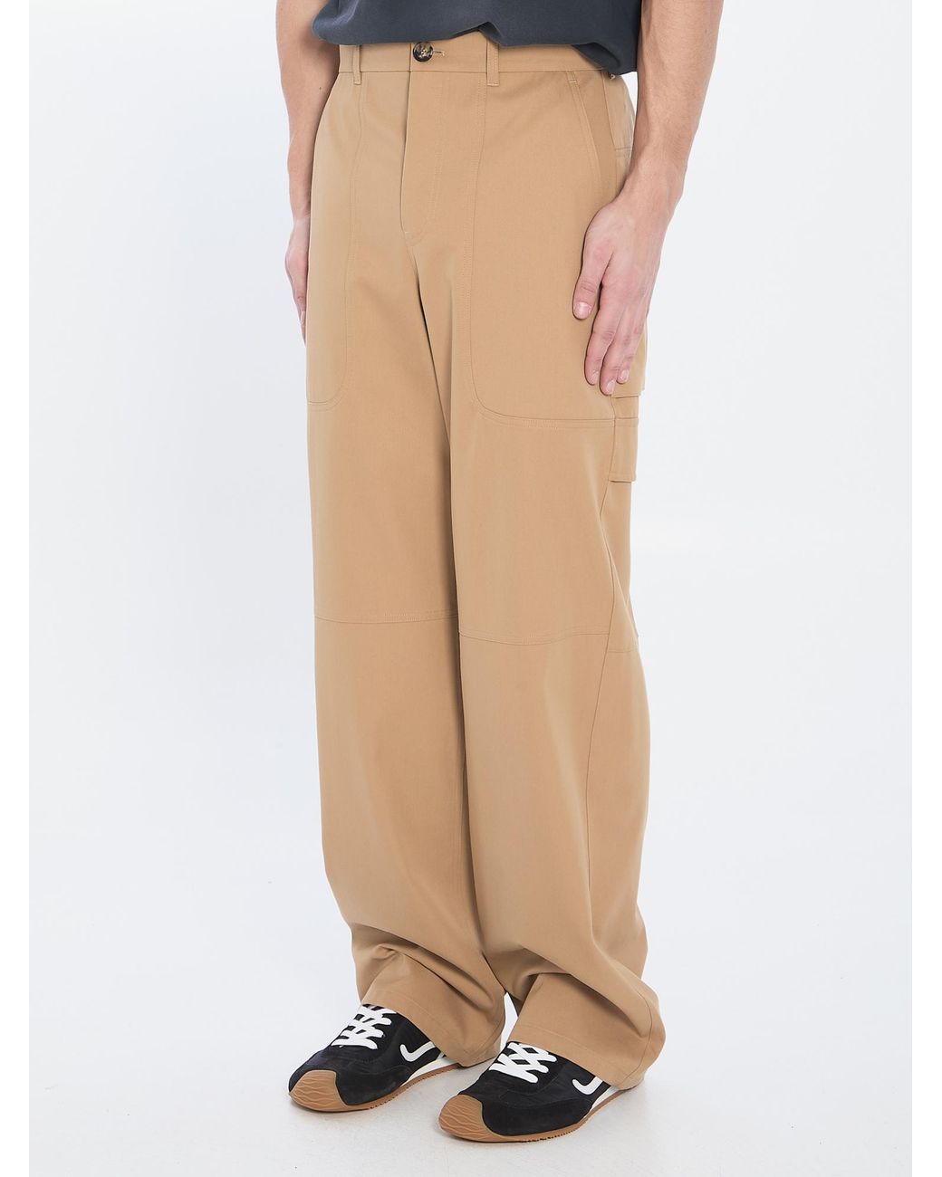 Loewe Natural Wide Leg Cargo Trousers for men