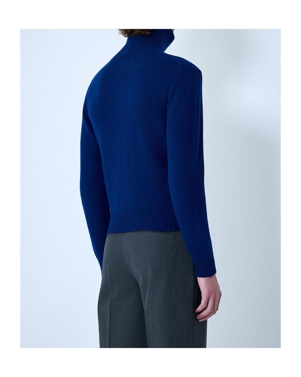 Jil Sander Blue Zip-Up High Neck Cardigan for men