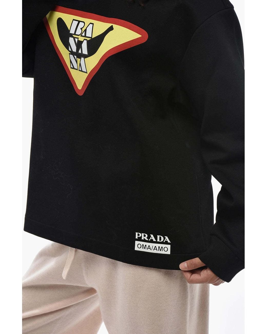 Prada Black Crewneck Sweatshirt With Front Print