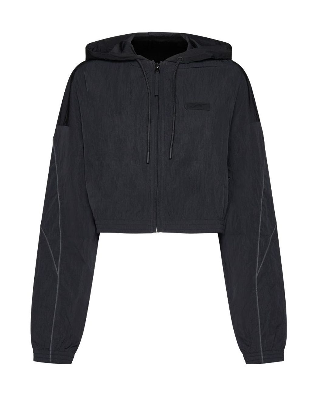Reebok Black Hooded Cropped Track Jacket