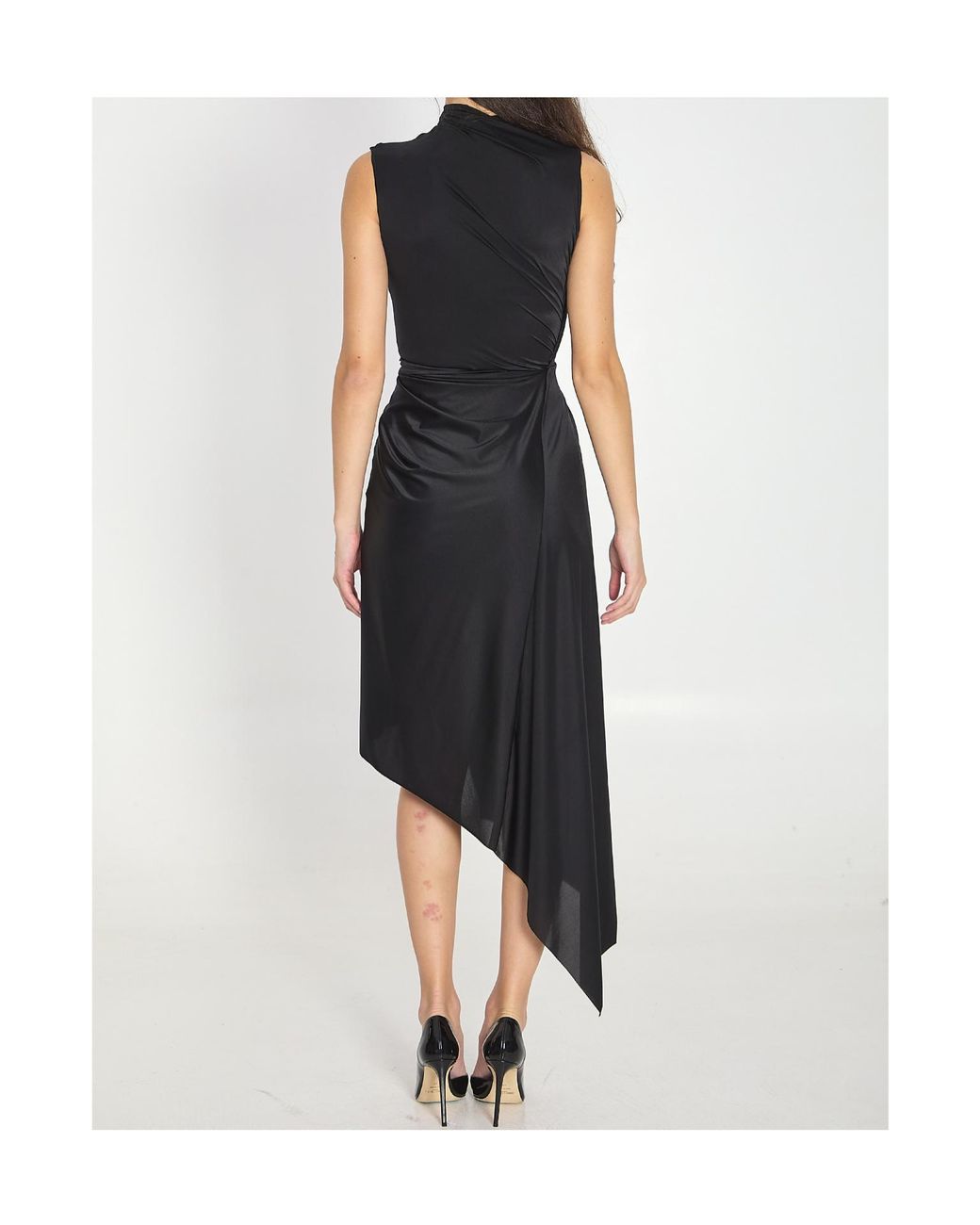 Balenciaga Black Asymmetric Stretch Dress