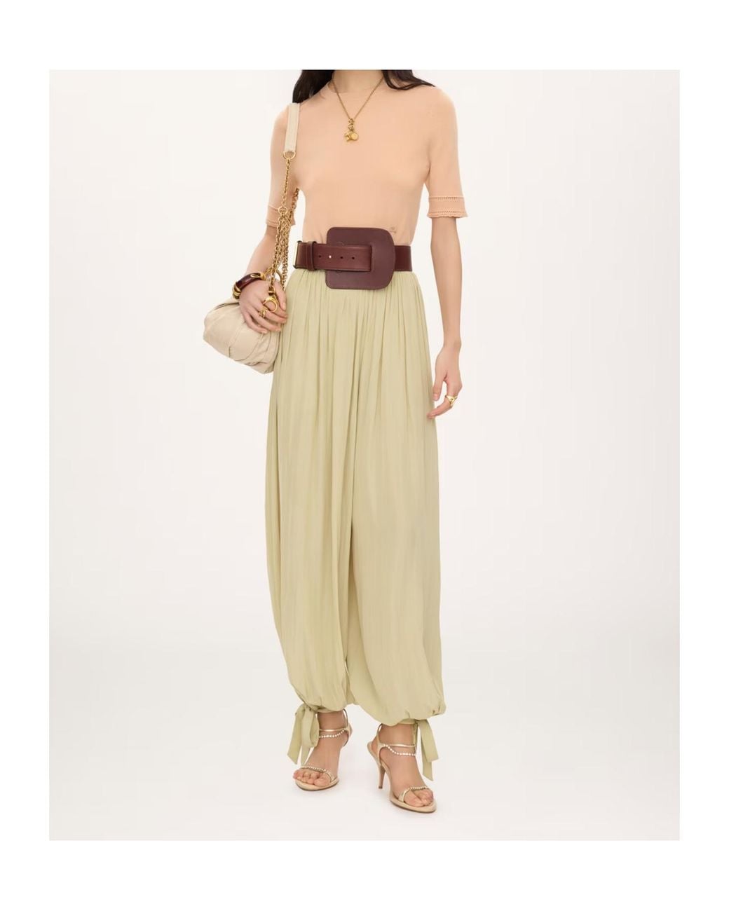 Chloé Natural Chloé Ribbed Elbow-Sleeve Knitted Sweater