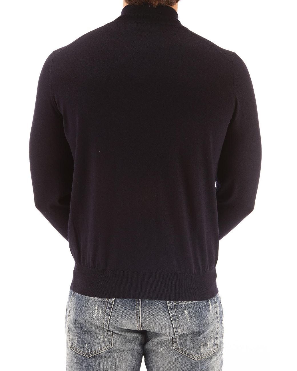 Brunello Cucinelli Black Zipped High-Neck Cardigan for men