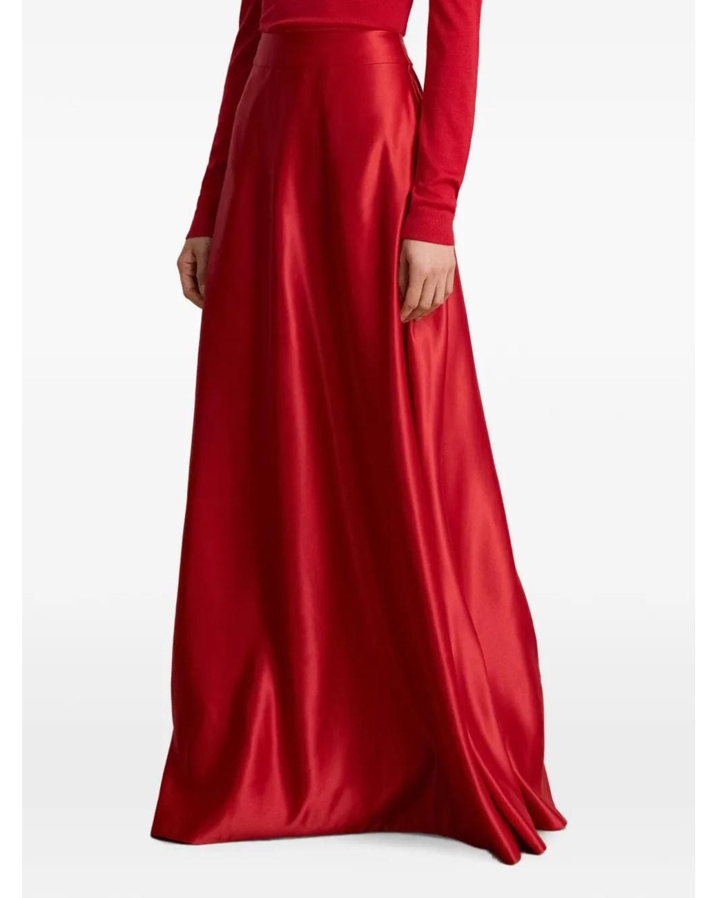 Ralph Lauren Red Lauren Satin A-Line Skirt