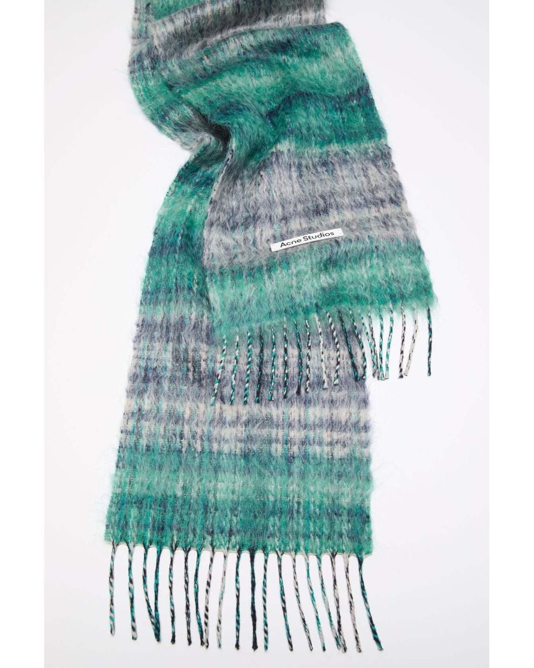 Acne Blue Fringed Mohair Scarf
