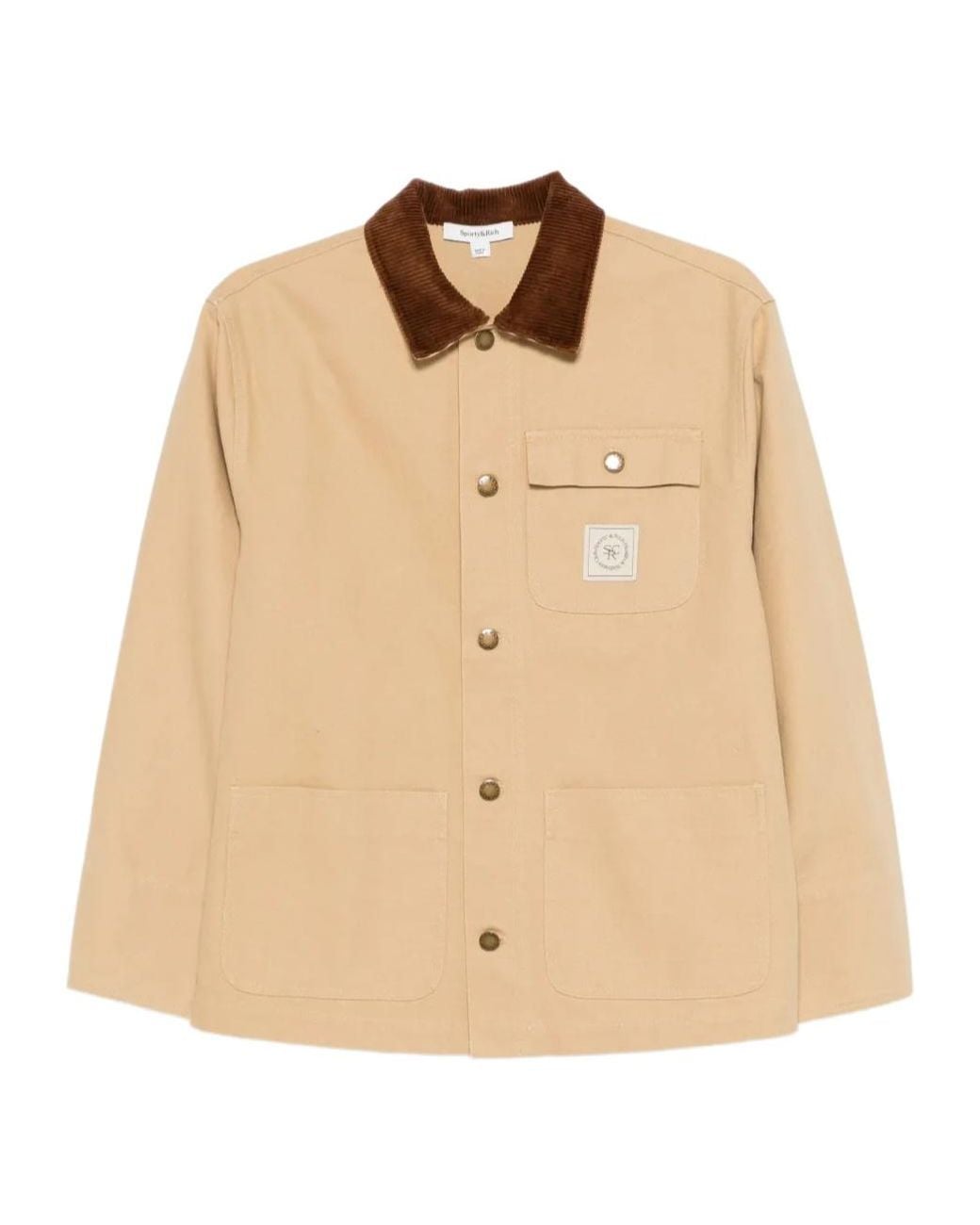 Sporty & Rich Natural Gaia Corduroy-Collar Jacket